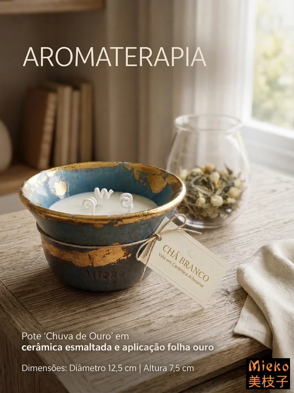 R$ 80 (PIX) R$ 90 (CARTÃO) Pote Chuva De Ouro Com Vela